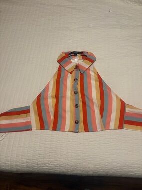 HYFVE Multicolor Striped Cropped Button-Up Top